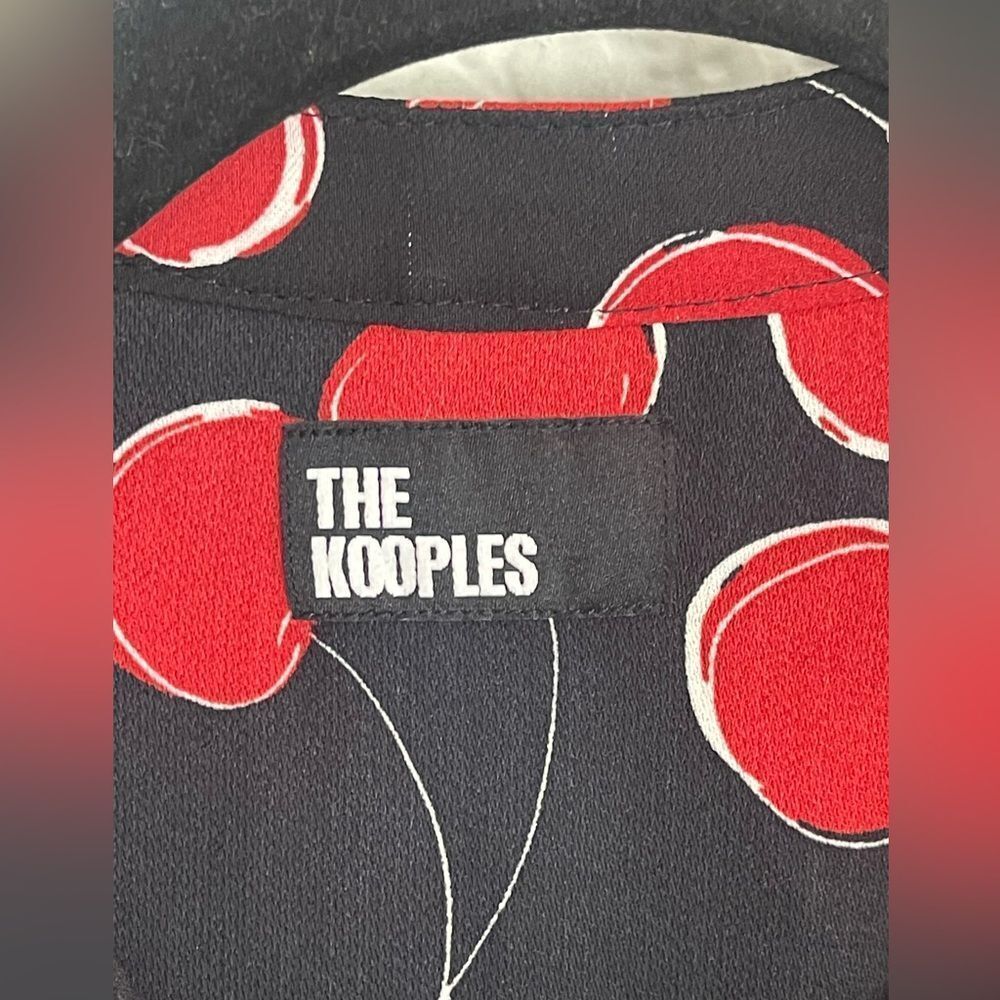 The Kooples red Cherry Print Black Mini Dress with ruffles Dark Romance NWT - Picture 6 of 13